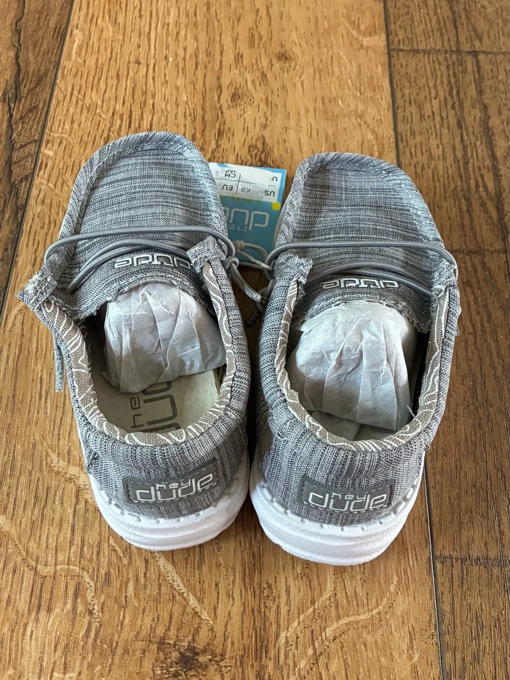 Hey Dude Kids Gray Slip-On Moccasins with Elastic Laces